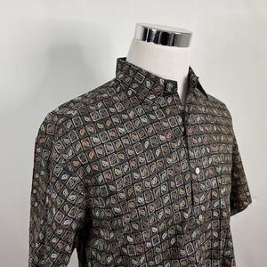 Tori Richard Large Hawaiian Aloha Shirt Graphic Leaf Print 100% Cotton Lawn